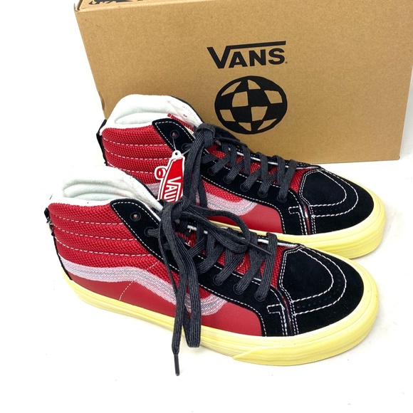 VANS Sk8-Hi Notchback Split VR3 Shoes Women Leather Red Black Canvas VN0A5FBH458 - Picture 7 of 9